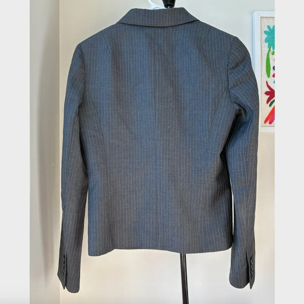 J. Crew Gray Pinstriped Blazer in Super 120's Wool - Size 4